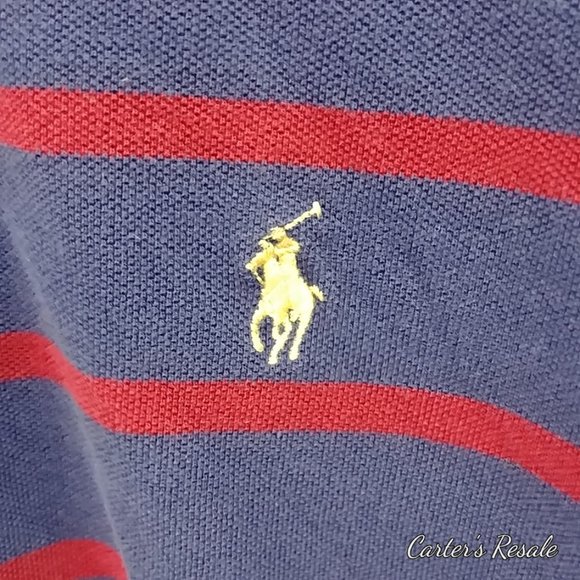Mens Red Stripped Polo - Picture 2 of 7